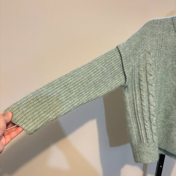 Madewell Havener Frosted Sage Alpaca Wool Blend Cable Sweater - Picture 9 of 13